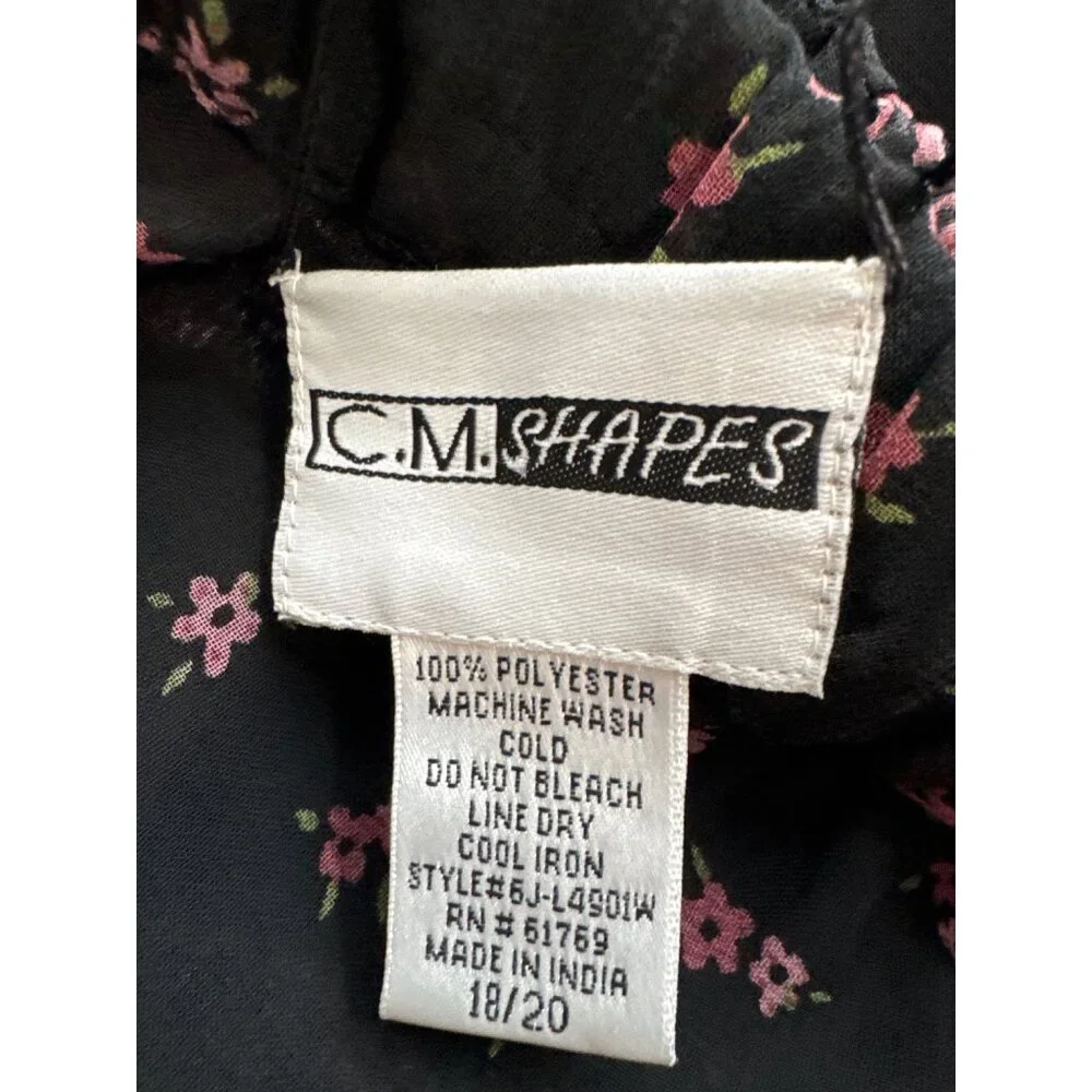 C.M. Shapes Womens Floral Midi reversible Skirt Size 18/20 Black Elastic Waist